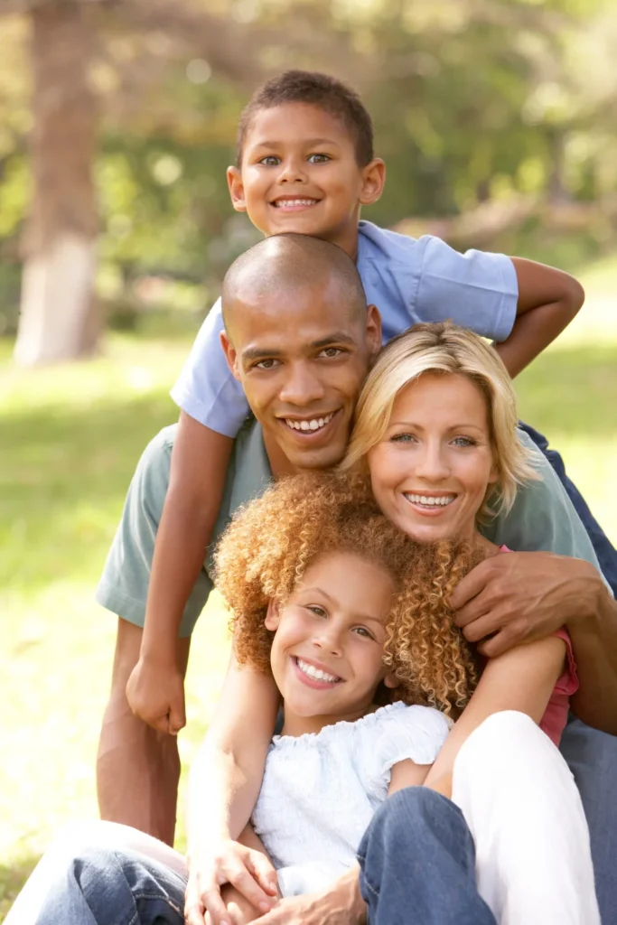 bond reduction family smiling for picture